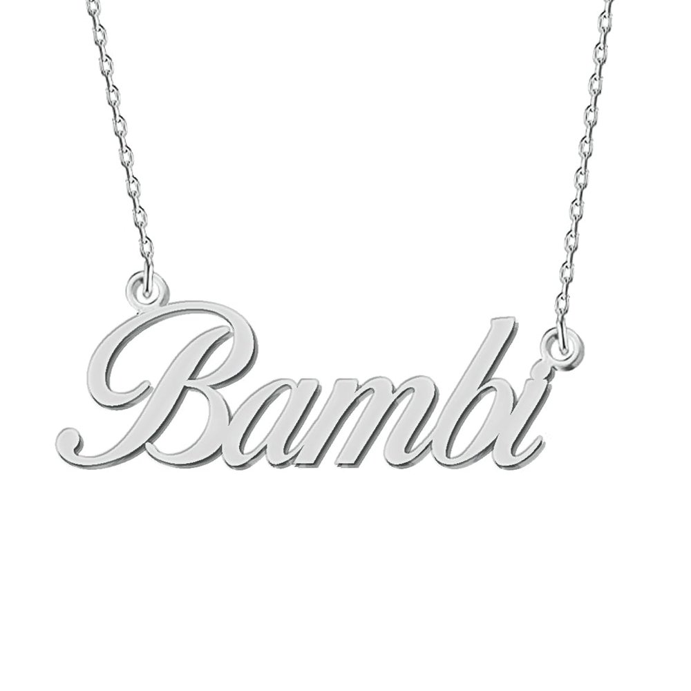 BeautyLiLi Stainless Steel Jewelry Custom Dainty Initial Name Necklace Silver for Women Grandma Bambi
