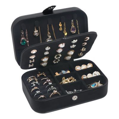 SLOZO Travel Jewelry Box,Upgraded Travel Jewelry Case,Portable Jewelry Boxes for Women,PU Leather Jewelry Box,Travel Jewelry Organizer for Necklaces,Rings,Earrings,Bracelets,Black
