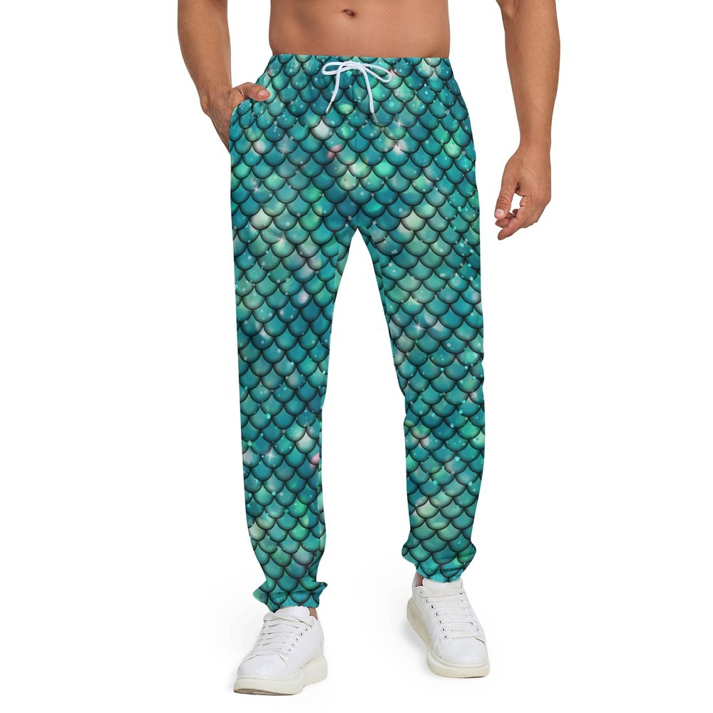 AYUNIX Men's Pockets Tapered Athletic Track Sports Running Workout Jogging Pants Outfit, Style-fishscales, X-Large