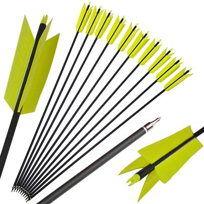 ZSHJGJR 30 Inch Archery Hunting Arrows Carbon Flu Flu Arrows Spine 500 Target Practice Arrows with 4pcs Turkey Feather Replaceable Arrowhead for Outdoor Hunting Shooting 6/12pcs (6, Yellow)