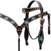 Western Horse Headstall Bridle Breast Collar Reins Tack Set Leather Floral Tooled Handmade Full Cob Pony Breastplate ME-HBC-080 (Cob) view 1
