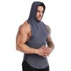 Jueshanzj Men's Fitness Sports Undershirt Hooded Quick Dry Undershirt Grey L view 2