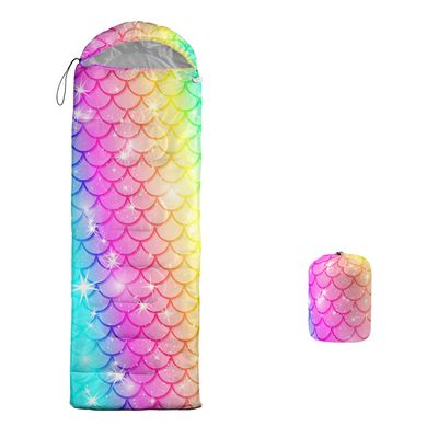 XYNHML Mermaid Scales Camping Sleeping Bags for Adults Kids Boys Girls Warm & Cool Weather Backpacking Rainbow Sleeping Bag for All Seasons Camping, Camping Gear Equipment, Traveling