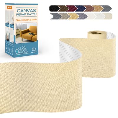 KING MOUNTAIN Canvas Repair Tape,Outdoor Gear Patch, 463 Inches,Waterproof,Self-Adhesive for Repairing Boat Covers,Sun Shades,Sofas,Tents,Lounge Chairs,Awnings (Beige)