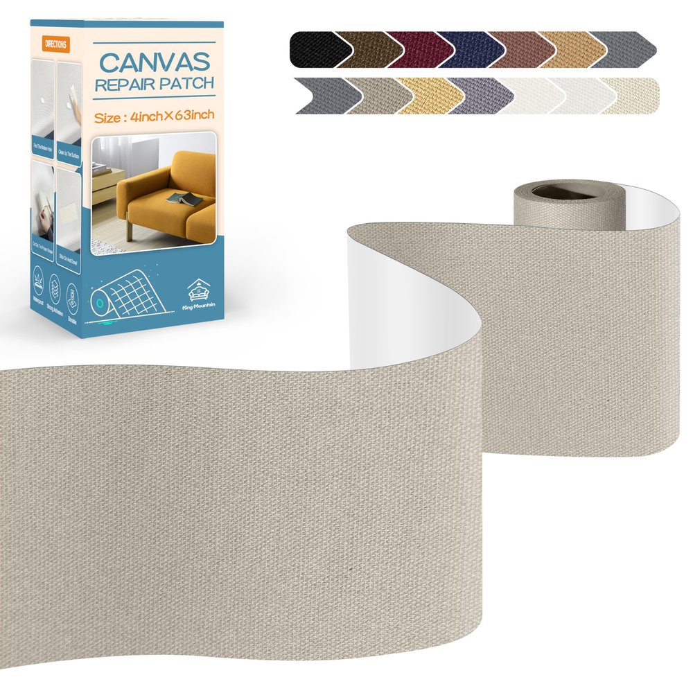 KING MOUNTAIN Canvas Repair Tape,Outdoor Gear Patch, 463 Inches,Waterproof,Self-Adhesive for Repairing Boat Covers,Sun Shades,Sofas,Tents,Lounge Chairs,Awnings (Grey2.0)