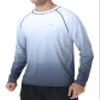 Satankud Men's Long Sleeve Swim Shirts Rashguard UPF 50+ UV Sun Protection Shirt Athletic Workout Running Hiking T-Shirt Swimwear (White Gradient Grey,3X-Large) view 2