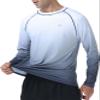 Satankud Men's Long Sleeve Swim Shirts Rashguard UPF 50+ UV Sun Protection Shirt Athletic Workout Running Hiking T-Shirt Swimwear (White Gradient Grey,3X-Large) view 4