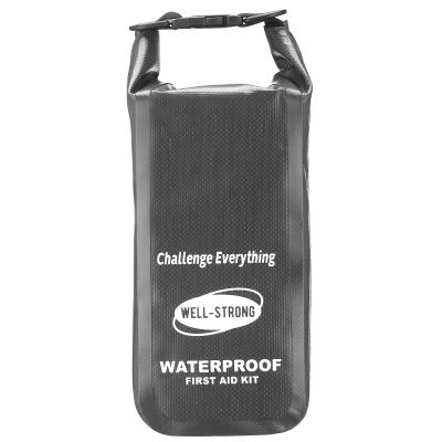 Boat First Aid Kit Waterproof, WELL-STRONG Marine Emergency Kit with Roll Top Dry Bag for Boating Fishing Kayaking Water-Resistant Contents for Camping & BeachDark Grey