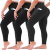 3 Pack Leggings for Women High Waisted No See-Through Tummy Control Soft Yoga Pants Womens Workout Athletic Running Leggings Black/Black/Black view 1