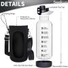 Seekua 48 oz Large Sports Glass Water Bottle with Straw & Time Marker, Motivational Daily Glass Drinking Bottle with Strap for Fruit Infused Water, Smoothie, Coffee view 3
