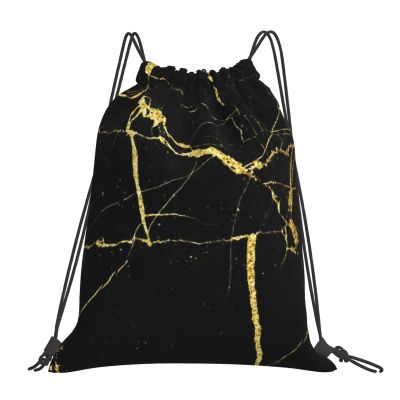 Woidxzxza Luxe Black And Gold Marble Drawstring Backpack Sports Gym Sack Sackpack String Bag Cinch Bag For Sport Yoga Travel Shopping Womens Mens