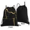 Woidxzxza Luxe Black And Gold Marble Drawstring Backpack Sports Gym Sack Sackpack String Bag Cinch Bag For Sport Yoga Travel Shopping Womens Mens view 3