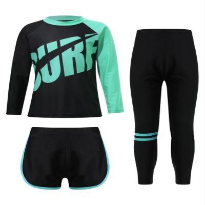 iiniim Kids 3 Piece Long Sleeve Swimsuits Rash Guard Swimwear UPF 50+ Swim Shirt Legging Pants Bathing Suit Blue 2-3 Years