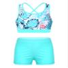 winying Kids Girls 2Pcs Tankini Tracksuit Sport Gymnastics Crop Top with Shorts Swimsuit Swimwear Activewear Light 10 Years view 1
