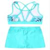 winying Kids Girls 2Pcs Tankini Tracksuit Sport Gymnastics Crop Top with Shorts Swimsuit Swimwear Activewear Light 10 Years view 4