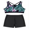 winying Kids Girls 2Pcs Tankini Tracksuit Sport Gymnastics Crop Top with Shorts Swimsuit Swimwear Activewear Black 8 Years view 3