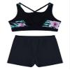 winying Kids Girls 2Pcs Tankini Tracksuit Sport Gymnastics Crop Top with Shorts Swimsuit Swimwear Activewear Black 8 Years view 4