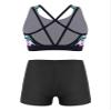 winying Kids Girls 2Pcs Tankini Tracksuit Sport Gymnastics Crop Top with Shorts Swimsuit Swimwear Activewear Black 12 Years view 2