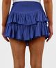 ebossy Women's Pleated Skater Skirt Smocked High Waist Tiered Ruffles Flared Mini Lingerie Skirts (S, Royal Blue) view 2