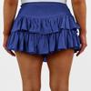 ebossy Women's Pleated Skater Skirt Smocked High Waist Tiered Ruffles Flared Mini Lingerie Skirts (L, Royal Blue) view 2