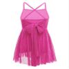 vastwit Kids Girls Glittery Mesh Ballet Latin Dance Leotard Spaghetti Shoulder Straps Gymnastics Dresses Rose D 10 Years view 2