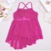 vastwit Kids Girls Glittery Mesh Ballet Latin Dance Leotard Spaghetti Shoulder Straps Gymnastics Dresses Rose D 10 Years view 3