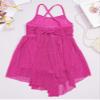 vastwit Kids Girls Glittery Mesh Ballet Latin Dance Leotard Spaghetti Shoulder Straps Gymnastics Dresses Rose D 10 Years view 4