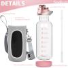 Seekua 48 oz Large Sports Glass Water Bottle with Straw & Time Marker, Motivational Daily Glass Drinking Bottle with Strap for Fruit Infused Water, Smoothie, Coffee view 3