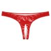 YiZYiF Men's Wetlook Bikini Briefs Underwear Open Front Pouch G-String Thongs Boxer Shorts Panties Red X-Large view 2