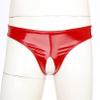 YiZYiF Men's Wetlook Bikini Briefs Underwear Open Front Pouch G-String Thongs Boxer Shorts Panties Red X-Large view 3