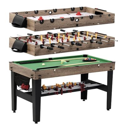 3-in-1 Combination Game Table Air Powered Hockey Foosball Billiards Pool