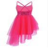 vastwit Kids Girls Sequined Mesh Tutu Dresses Figure Ice Skating Outfits Sleeveless Leotards Romper Rose B 7-8 Years view 2