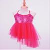 vastwit Kids Girls Sequined Mesh Tutu Dresses Figure Ice Skating Outfits Sleeveless Leotards Romper Rose B 7-8 Years view 3