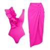 IKADEX Women Bikini Monokini Swimsuit Sarong Wrap Skirt Floral Cover Up Bathing Suit Beachwear #B: Hot Pink M view 1