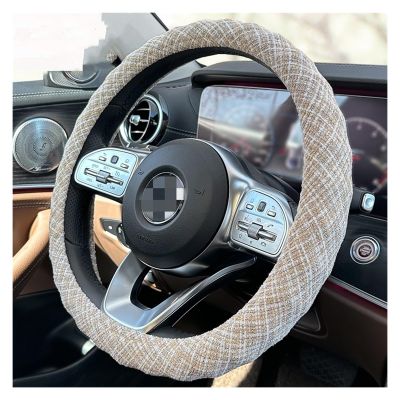 FUERU Car Steering Wheel Cover Set Car Steering Wheel Cover Breathable Cotton Linen Fashion Atmosphere Car Interior Accessories (Color : 1#)