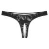 YiZYiF Men's Wetlook Bikini Briefs Underwear Open Front Pouch G-String Thongs Boxer Shorts Panties Black 3X-Large view 2