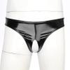YiZYiF Men's Wetlook Bikini Briefs Underwear Open Front Pouch G-String Thongs Boxer Shorts Panties Black 3X-Large view 3