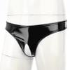 YiZYiF Men's Wetlook Bikini Briefs Underwear Open Front Pouch G-String Thongs Boxer Shorts Panties Black 3X-Large view 4