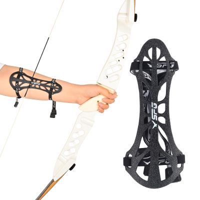 SPG Archery Arm Guard Protector - Adjustable Professional Bow Arm Guards Forearm Protector Armguard for Adults Youth Men Women Competition Shooting Hunting Practice (Black)