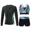 iiniim Kids Girls 3 Piece Swimwear Rash Guard Long Sleeve Shirt Shorts UPF 50+ Swimsuits Bathing Suit Zipper Lily 16 Years view 1