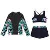 iiniim Kids Girls 3 Piece Swimwear Rash Guard Long Sleeve Shirt Shorts UPF 50+ Swimsuits Bathing Suit Zipper Lily 16 Years view 4