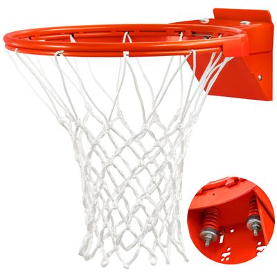 Basketball Rim, Heavy Duty Basketball Rim Replacement - Universal 18 Inch Breakaway Rim and Net,Professional Double-Spring Backboard Rims For In-Ground and Wall-Mounted Basketball Hoops Indoor Outdoor