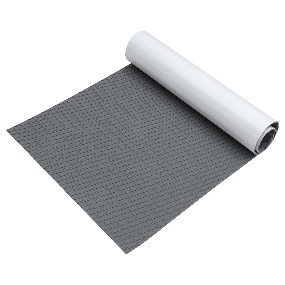 X AUTOHAUX 1 Pcs 47.24"x21.65" EVA Faux Teak Decking Sheet Mat Non-Slip Self-Adhesive for Boat Yacht Marine Deck Pad RV Car Trunk Flooring Carpet Gray