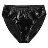 Agoky Men's Shiny Metallic Underwear Bulge Pouch Swim Briefs Trunks Elastic Waistband Underpants Black Large view 3