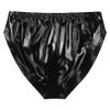 Agoky Men's Shiny Metallic Underwear Bulge Pouch Swim Briefs Trunks Elastic Waistband Underpants Black Large view 4