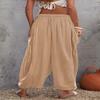 Akivide Womens Cotton Linen Baggy Wide Leg Pant High Waisted Loose Flowy Beach Summer Palazzo Trouser with Pockets view 2