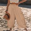 Akivide Womens Cotton Linen Baggy Wide Leg Pant High Waisted Loose Flowy Beach Summer Palazzo Trouser with Pockets view 3