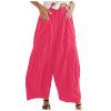 Akivide Womens Cotton Linen Baggy Wide Leg Pant High Waisted Loose Flowy Beach Summer Palazzo Trouser with Pockets view 1