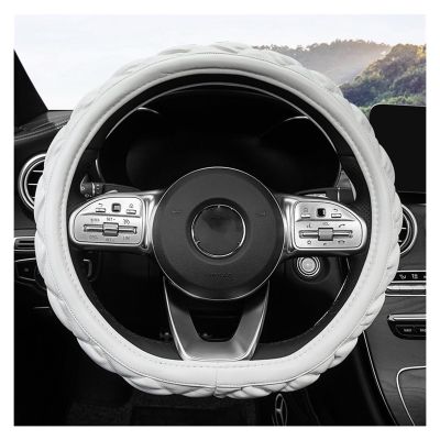 FUERU Car Steering Wheel Cover Set Car Steering Wheel Cover D Type Breathable Leather Waterproof Anti-Wrinkle Fashion Car Interior (Color : 1#)