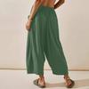 Akivide Womens Cotton Linen Baggy Wide Leg Pant High Waisted Loose Flowy Beach Summer Palazzo Trouser with Pockets view 2